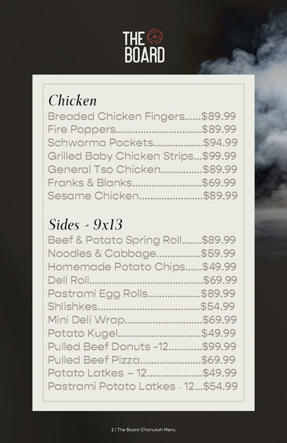 Chanuka Menu - The board